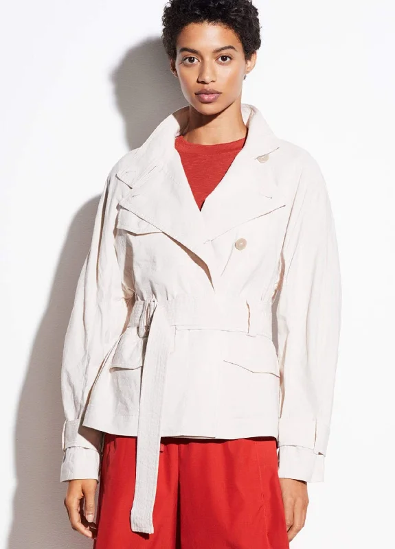 Vince - Drapey Linen Jacket in Sand Glow Satin Jacket Silk Jacket Chiffon Jacket