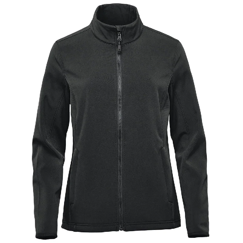 Stormtech Women's Black Narvik Softshell Jacket Boat Neck Shawl Collar Notched Collar