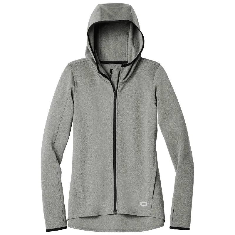 OGIO Endurance Women's Heather Grey Stealth Full-Zip Jacket Trench Coat Raincoat Waterproof Jacket