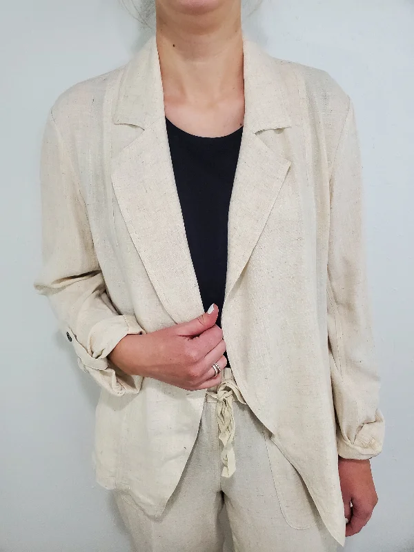 ROLL TAB LINEN JACKET - FLAX Jersey Jacket Tulle Jacket Batik Jacket