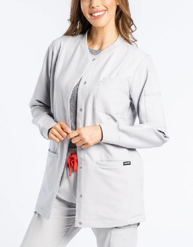 Scrub Jacket Button Up - Tail light Grey Cardigan Sweater Pullover