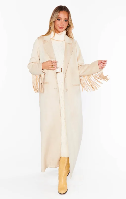 Sierra Fringe Maxi Jacket Oversized Jacket Tailored Jacket Straight Jacket