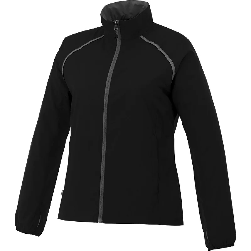 Elevate Women's Black Egmont Packable Jacket Welt Pockets Slit Pockets Flap Pockets