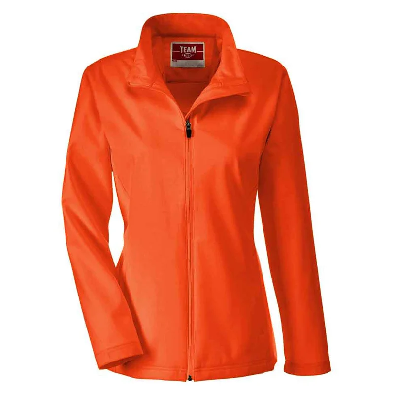 Team 365 Women's Sport Orange Leader Soft Shell Jacket Wool Fabric Cashmere Fabric Tweed Fabric