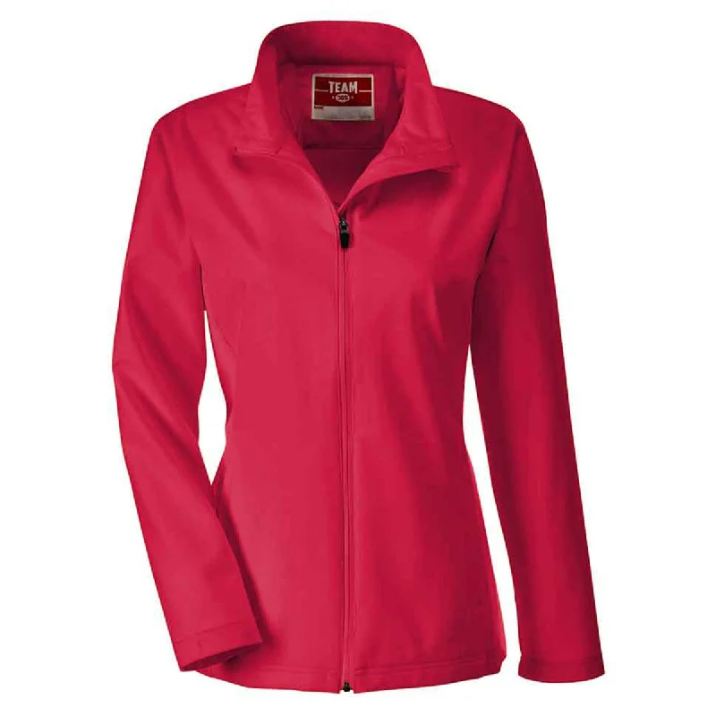 Team 365 Women's Sport Red Leader Soft Shell Jacket Ribbed Jacket Pleated Jacket Ruffled Jacket