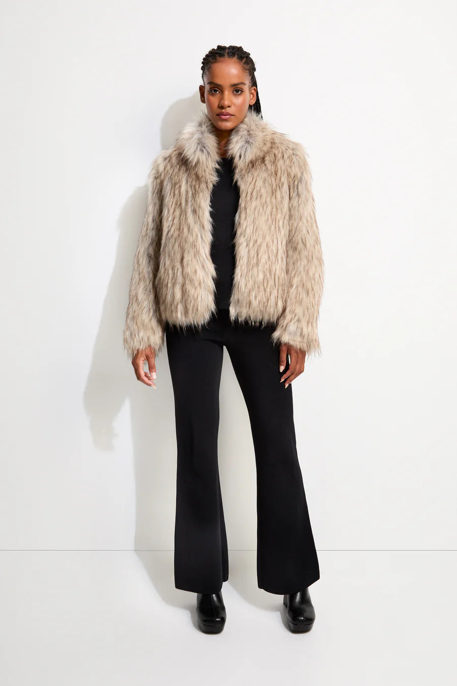 Unreal Fur Delish Jacket - Natural One-Shoulder Jacket Off-the-Shoulder Jacket Asymmetrical Jacket