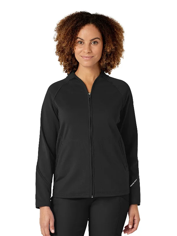 Layers - Women's Fleece Solid Scrub Jacket Welt Pockets Slit Pockets Flap Pockets