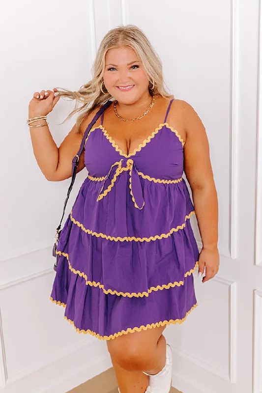 Spirit Squad Tiered Mini Dress in Purple Curves Classic Shift Mini Dress