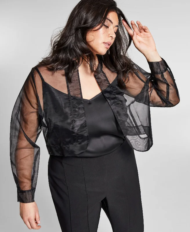 Jeannie Mai X Inc Plus Size Cropped Organza Jacket Embroidered Jacket Appliqued Jacket Beaded Jacket Jeannie Mai X Inc Plus Size Cropped Organza Jacket Embroidered Jacket Appliqued Jacket Beaded Jacket
