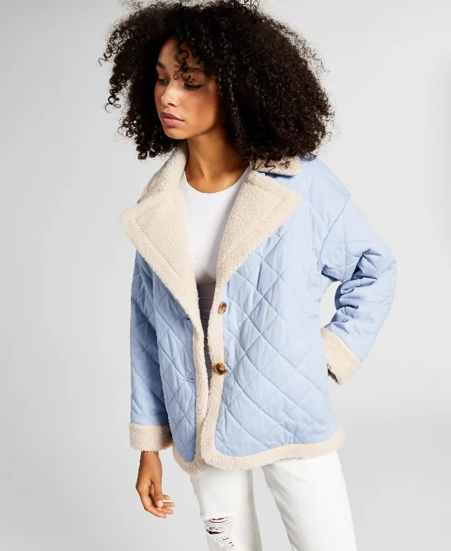 Now This Womens Quilted Fleece Lined Jacket Toggled Jacket Drawstring Jacket Belted Jacket Now This Womens Quilted Fleece Lined Jacket Toggled Jacket Drawstring Jacket Belted Jacket