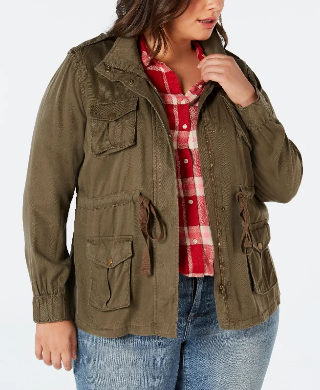 Style & Co Plus Size Cargo Jacket Faux Fur Fabric Real Fur Fabric Shearling Fabric