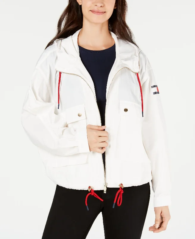 Tommy Hilfiger Oversized Drawstring Hem Jacket Hooded Jacket Caped Jacket Shawl Collar Jacket