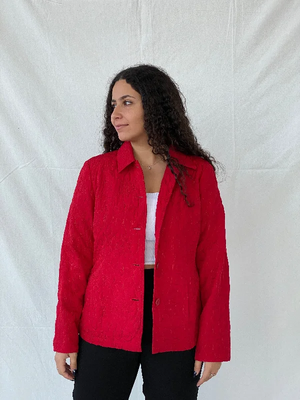 Vintage Requirements Hot Red Quilted Women’s Jacket - L Plaid Jacket Tartan Jacket Houndstooth Jacket Vintage Requirements Hot Red Quilted Women’s Jacket - L Plaid Jacket Tartan Jacket Houndstooth Jacket