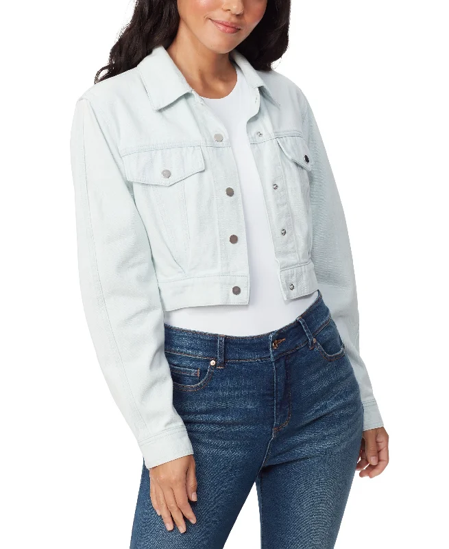 Women's Gloria Vanderbilt x Christian Siriano Pleated Cropped Trucker Jacket Elasticated Jacket Padded Jacket Insulated Jacket