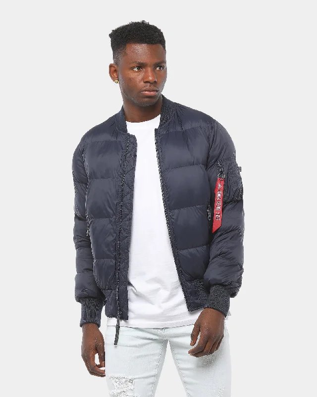 Alpha Industries MA-1 Echo Flight Puffer Jacket Blue Knit Fabric Woven Fabric Fleece Fabric