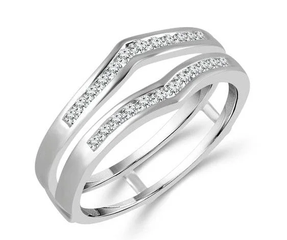14 Karat White Ring Guard/Jacket Diamond Ring Guard Snapped Jacket Toggled Jacket Drawstring Jacket
