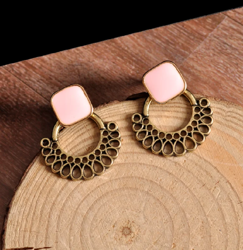 Mauve Button Stud Earrings with Jacket Front Pockets Side Pockets Patch Pockets