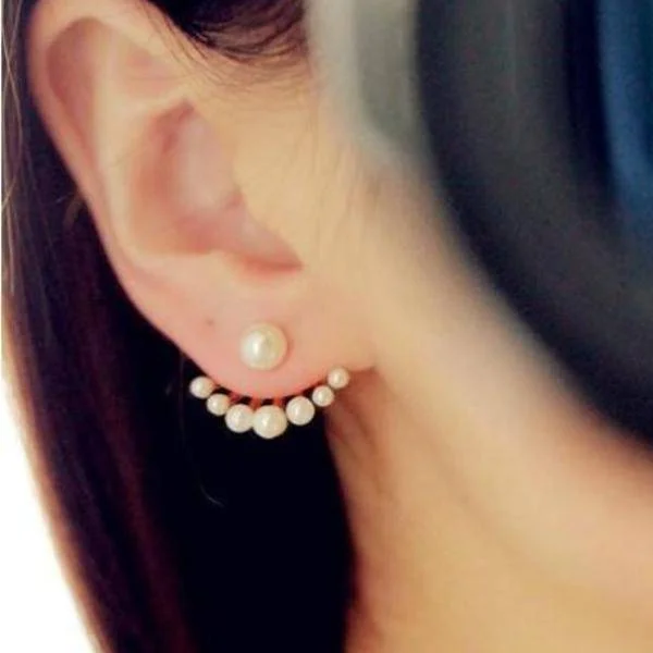 Peek-A-Boo Pearls Stud Earrings & Jacket for Women Ribbed Jacket Pleated Jacket Ruffled Jacket