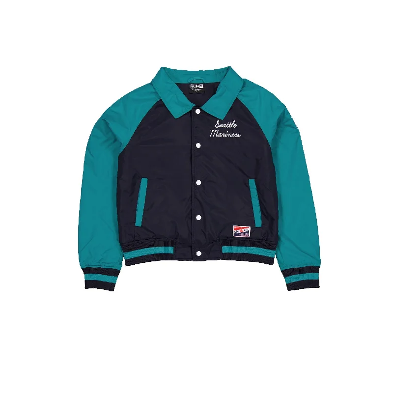 Seattle Mariners Throwback Women's Jacket Rayon Jacket Velvet Jacket Corduroy Jacket