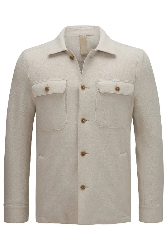 Four Pocket Shirt Jacket - Sand Elasticated Jacket Padded Jacket Insulated Jacket
