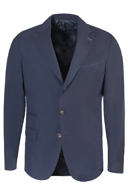 Single Breasted Jacket  - Blue Anorak Shell Jacket Lightweight Jacket