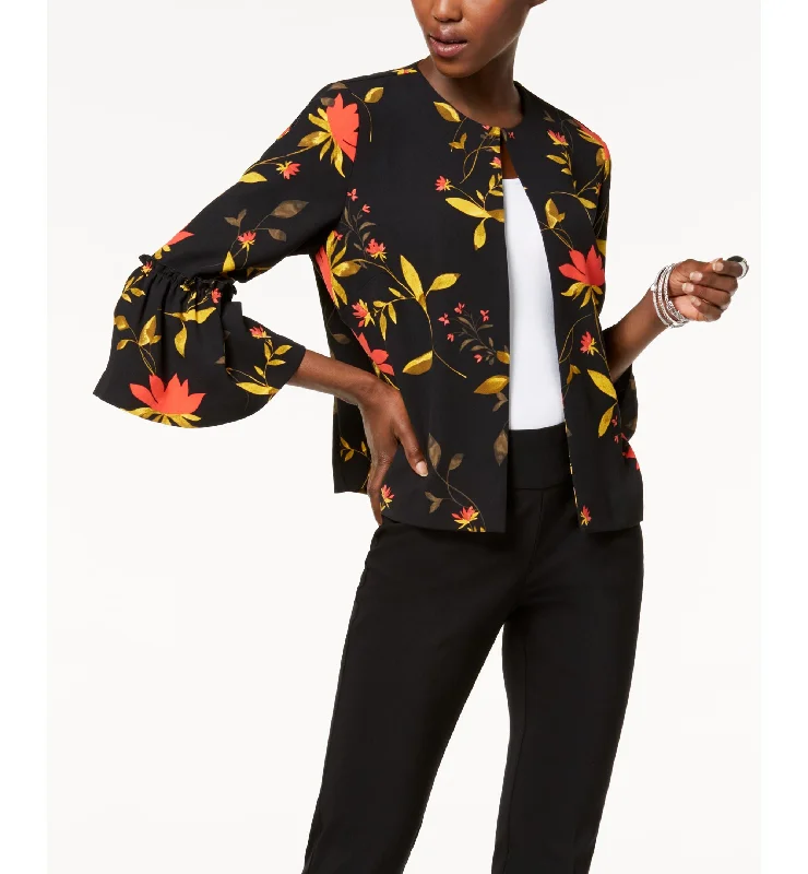 Alfani Printed Bell Sleeve Jacket Ribbed Jacket Pleated Jacket Ruffled Jacket