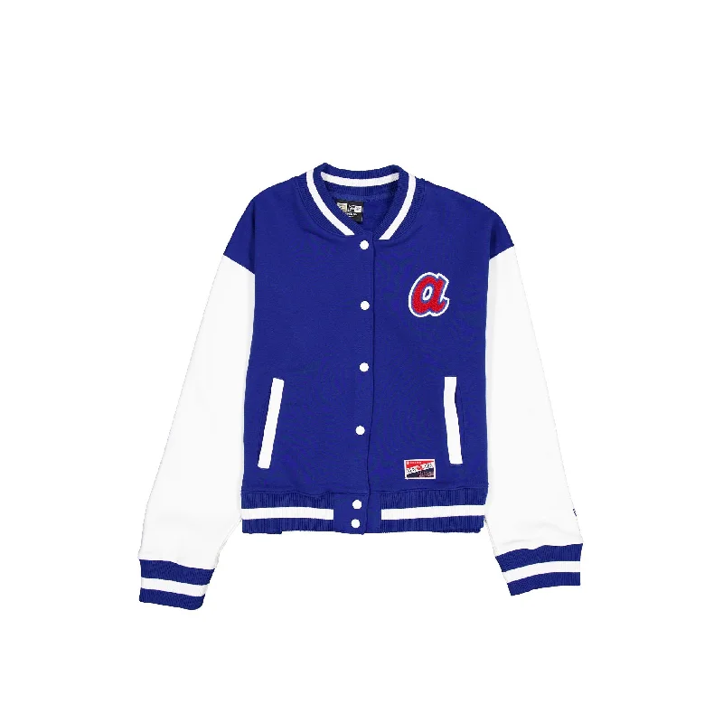Atlanta Braves Throwback Fleece Women's Jacket Fitted Jacket Loose Jacket Oversized Jacket Atlanta Braves Throwback Fleece Women's Jacket Fitted Jacket Loose Jacket Oversized Jacket