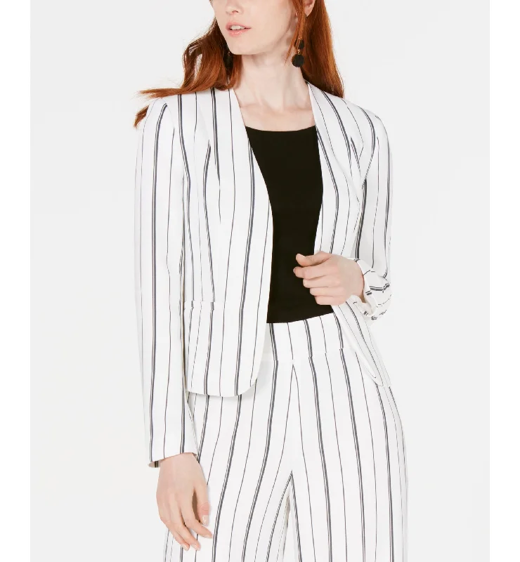 Bar III Striped Collarless Jacket Denim Jacket Leather Jacket Suede Jacket