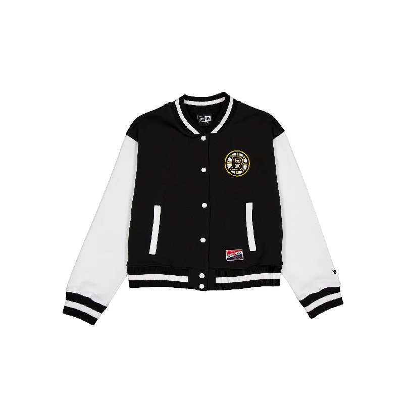 Boston Bruins Throwback Fleece Women's Jacket Bomber Jacket Anorak Windbreaker