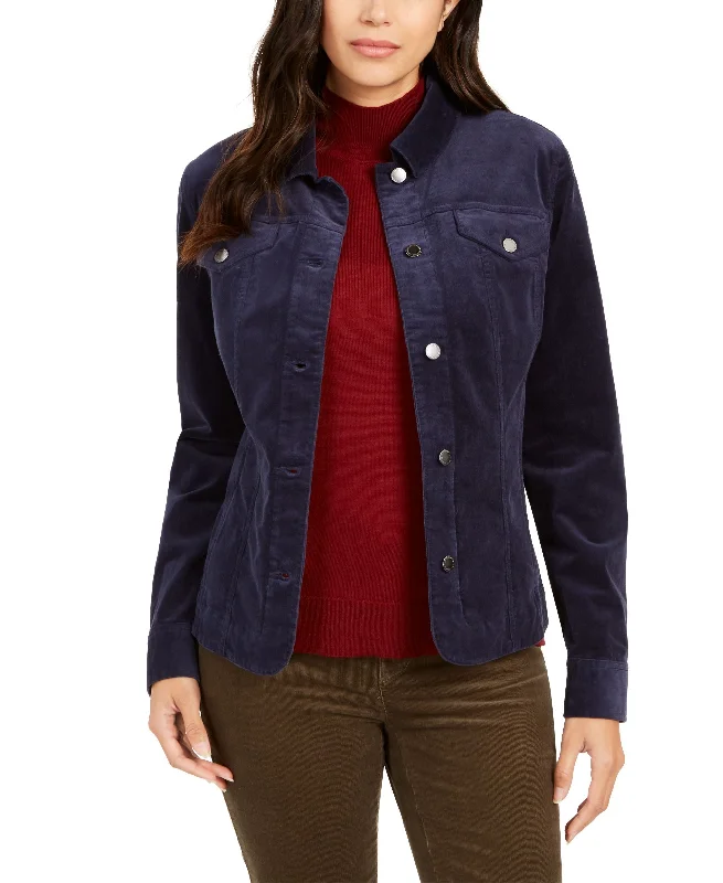 Charter Club Corduroy Button Down Jacket Welt Pockets Slit Pockets Flap Pockets