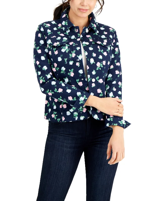 Charter Club Womens Hydrangea Jacket Striped Jacket Polka Dot Jacket Floral Jacket