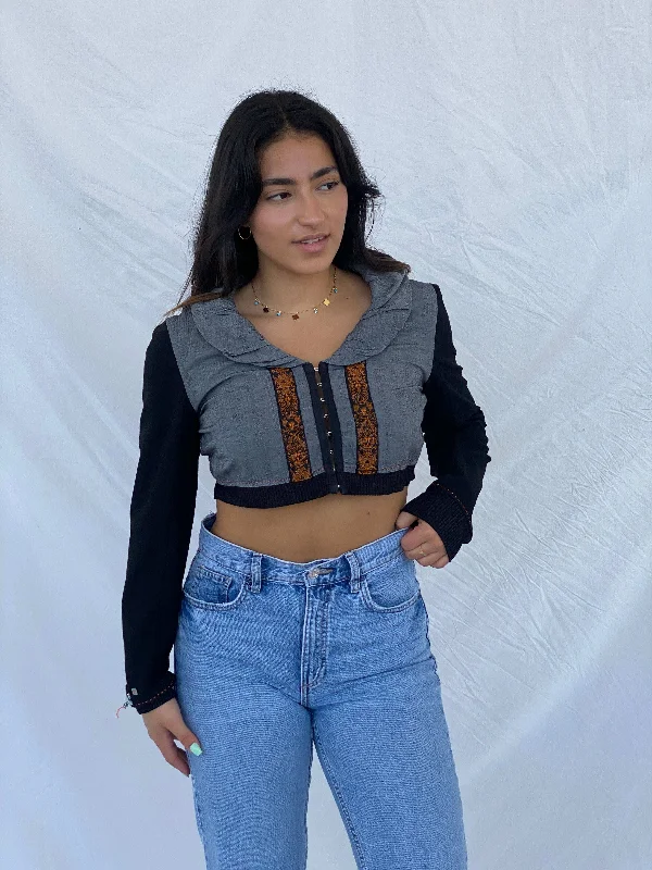 Cybery2k La Mode Est À Vous Cropped Bolero Jacket - M Herringbone Jacket Checkered Jacket Solid Jacket