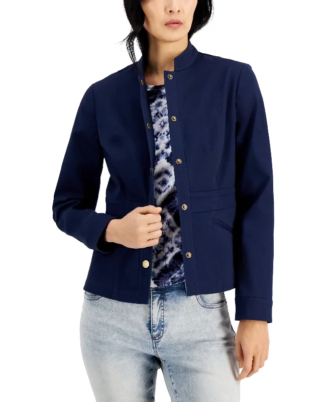 INC International Concepts Stand Collar Snap Front Jacket Notch Collar Jacket Peter Pan Collar Jacket Cowl Neck Jacket