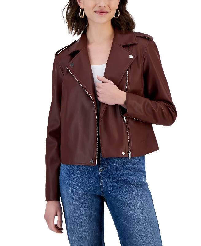 International Concepts Womens Faux Leather Jacket Oversized Jacket Tailored Jacket Straight Jacket
