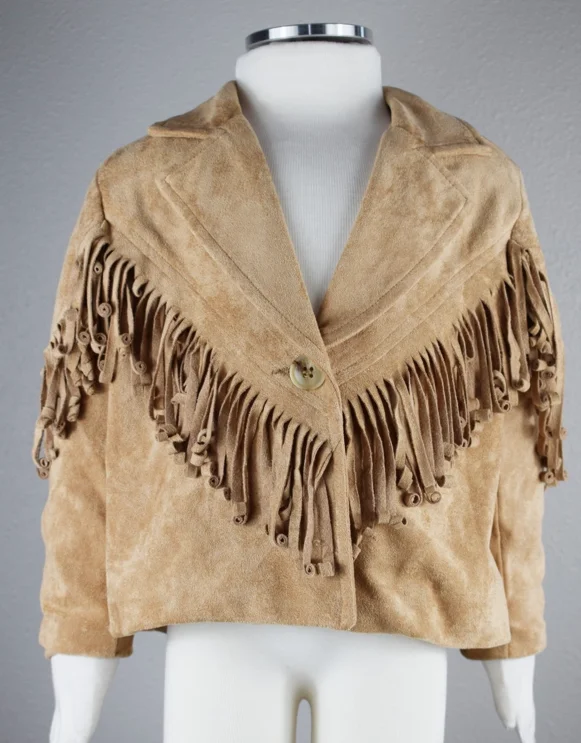 Little Girls Tucson Faux Suede Fringe Jacket Nylon Fabric Polyester Fabric Spandex Fabric