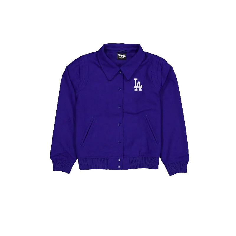 Los Angeles Dodgers Sport Night Women's Jacket Denim Fabric Leather Fabric Suede Fabric