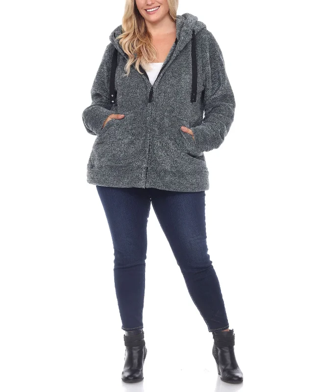 Plus Size Hooded Sherpa Jacket Jersey Jacket Tulle Jacket Batik Jacket