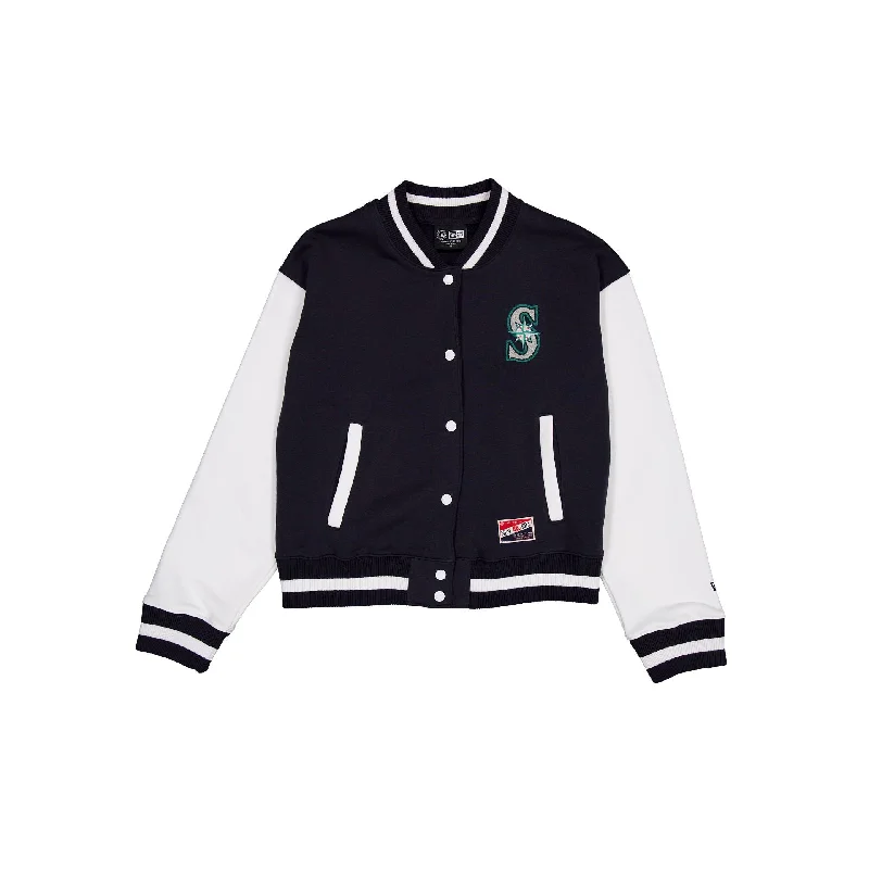 Seattle Mariners Throwback Fleece Women's Jacket Plaid Jacket Tartan Jacket Houndstooth Jacket