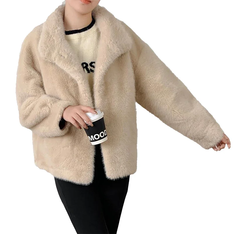 UGG Fur Jacket Notch Collar Jacket Peter Pan Collar Jacket Cowl Neck Jacket