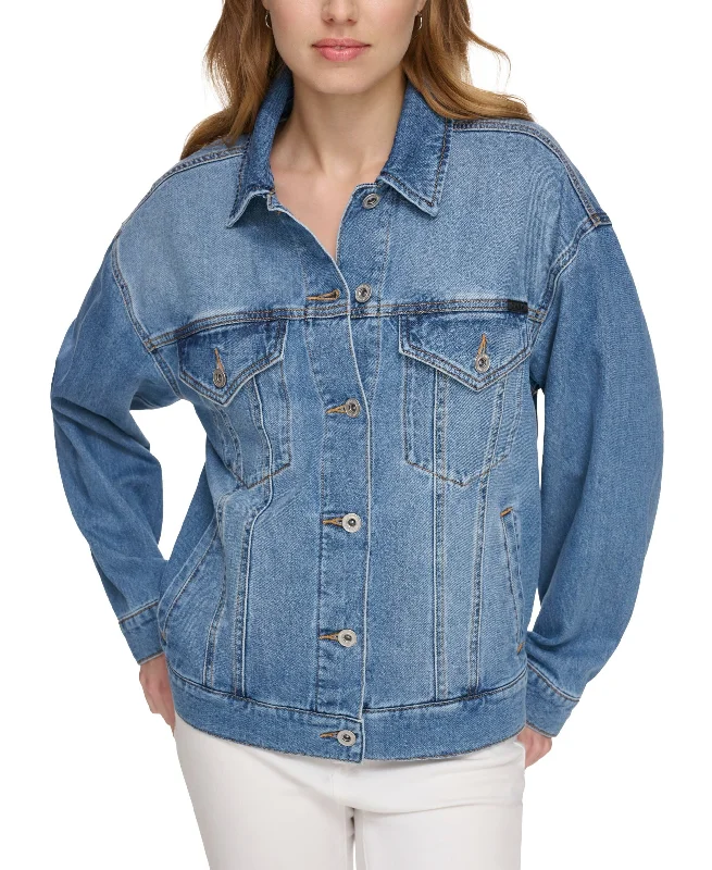 Women's Cotton Oversized Long-Sleeve Denim Jacket Wool Jacket Cashmere Jacket Tweed Jacket Women's Cotton Oversized Long-Sleeve Denim Jacket Wool Jacket Cashmere Jacket Tweed Jacket