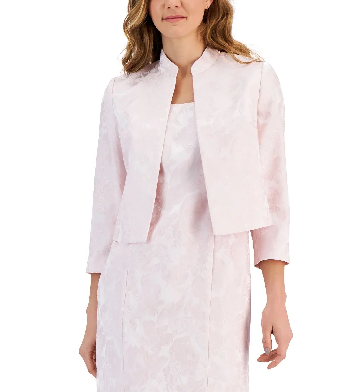 Women's Floral Jacquard Open-Front 3/4-Sleeve Jacket Herringbone Jacket Checkered Jacket Solid Jacket Women's Floral Jacquard Open-Front 3/4-Sleeve Jacket Herringbone Jacket Checkered Jacket Solid Jacket