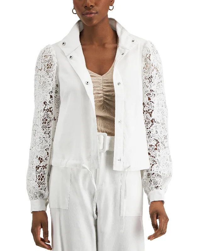 Women's Lace-Sleeve Jacket Faux Fur Jacket Real Fur Jacket Shearling Jacket