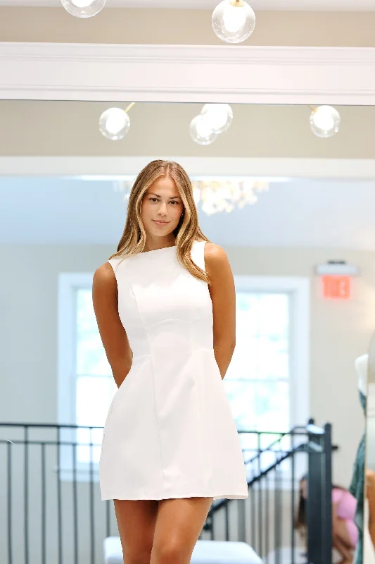 Audrey Mini Dress White Comfortable Smocked Mini Dress