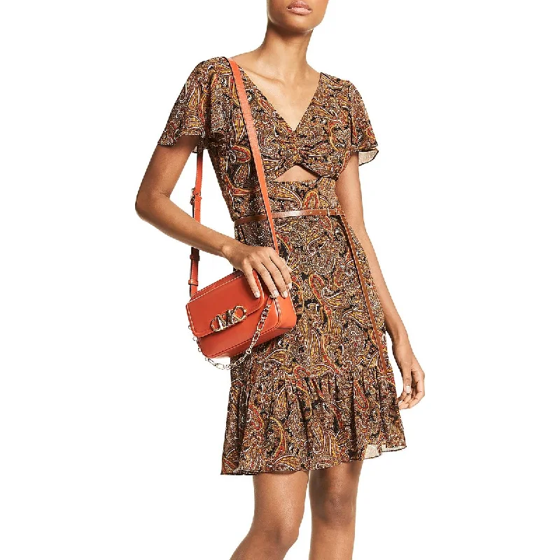 Womens Paisley Recycled Polyester Mini Dress Fashionable Polka Dot Mini Dress