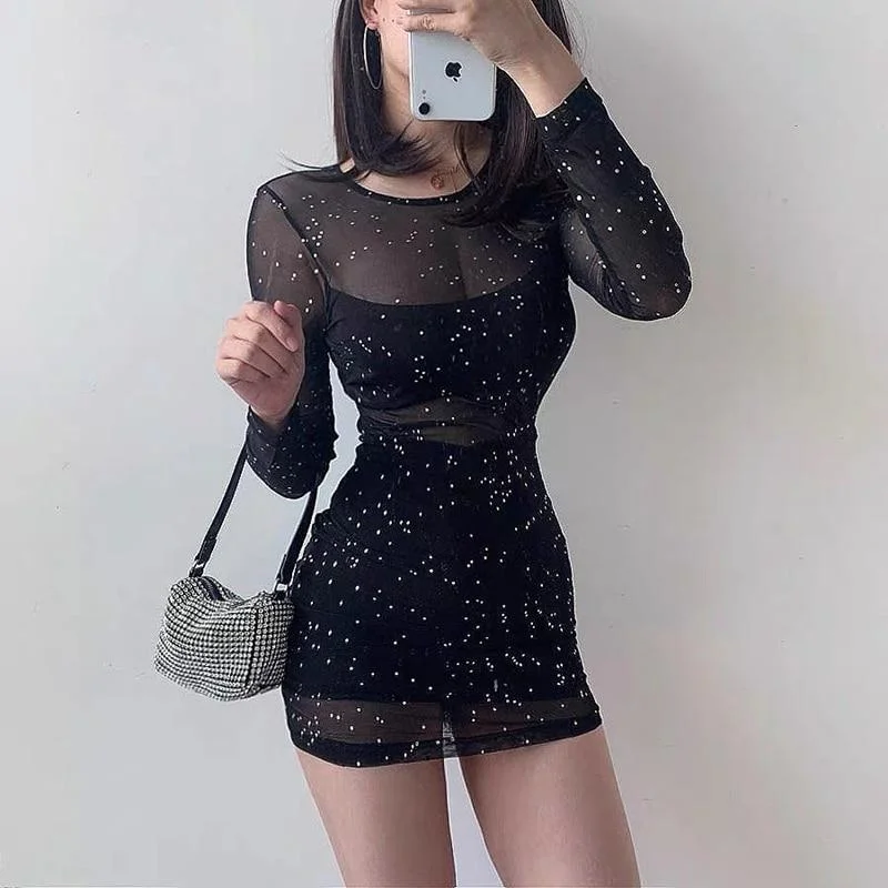 Black Shiny Mini Dress Cozy Ruched Mini Dress