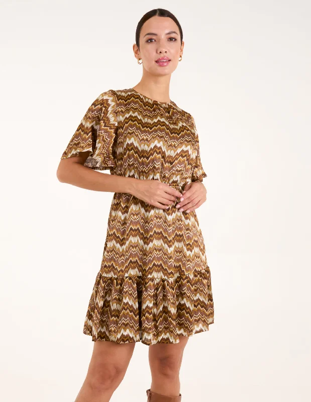 Crew Neck Mini Dress Trendy Off-Shoulder Dress Mini