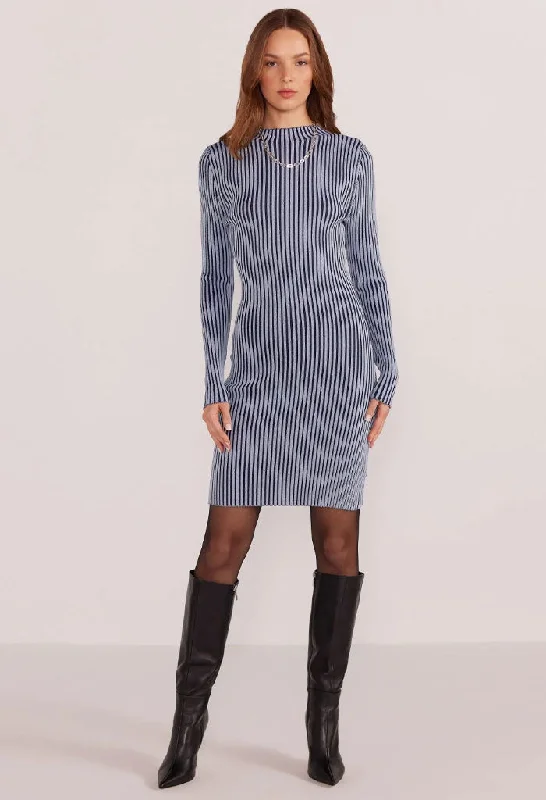 Diana Contrast Knit Mini Dress Cozy Cowl Neck Mini Dress