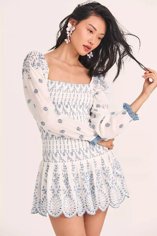 Flirty Vacay Eyelet Mini Dress Classic Striped Mini Dress