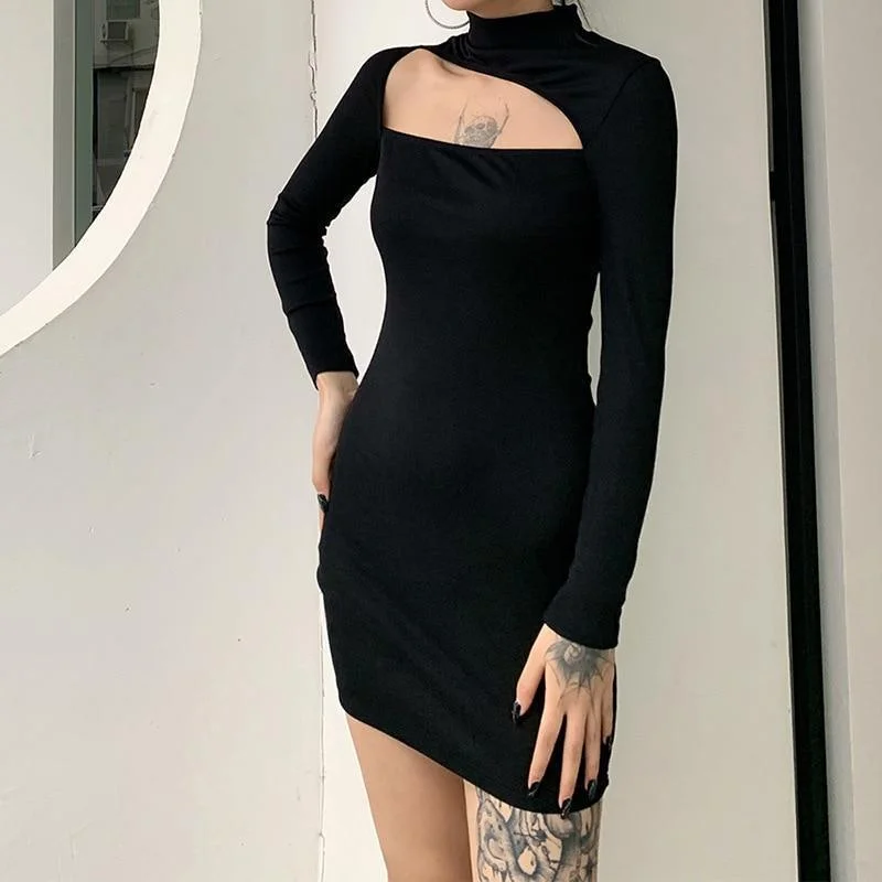 Grunge Mini Dress Casual High-Waist Mini Dress