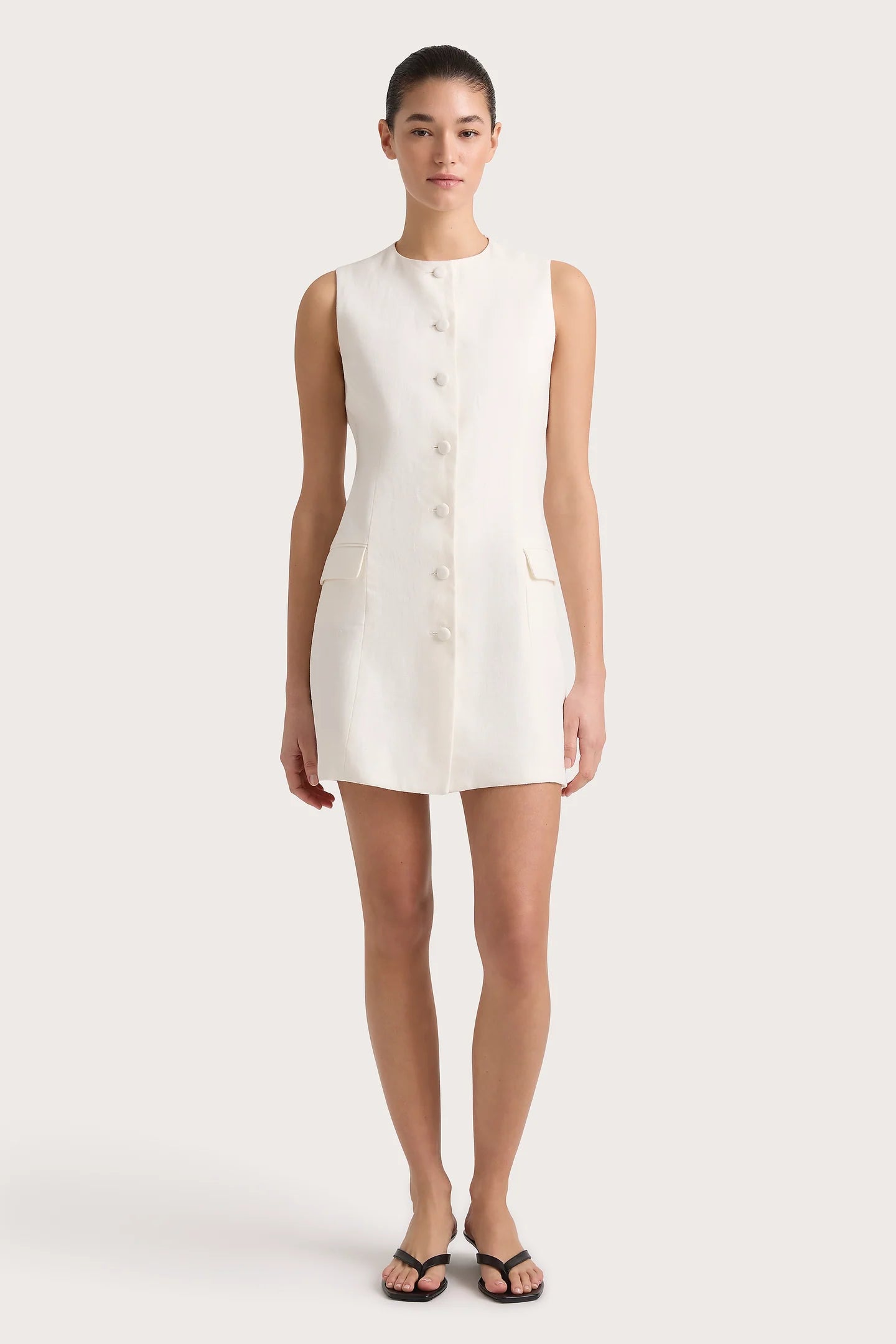 Jane Mini Dress - White Fashionable Mini Dress with Frills